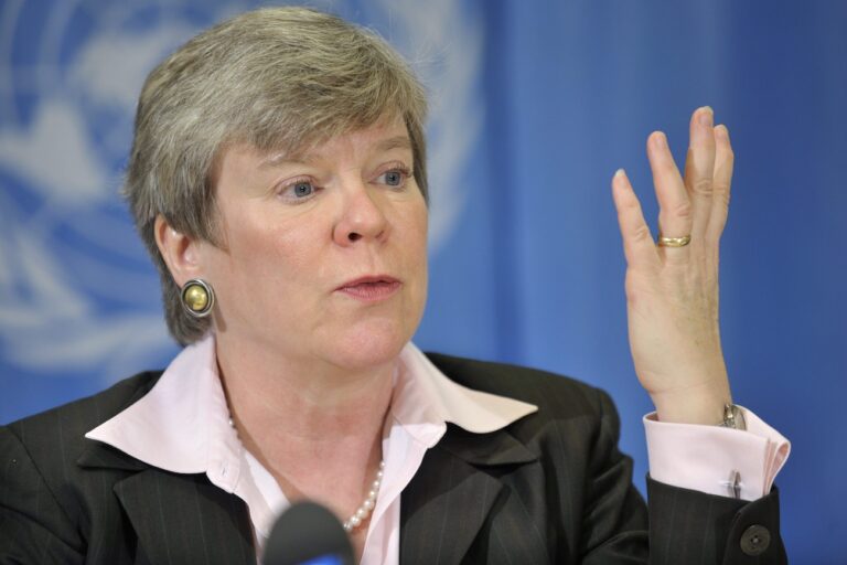US Rose Gottemoeller, United States Assistant Secretary of State for Arms Control, Verification and Compliance, speaks about the the arms control and the disarmament agenda for 2011, at the United Nations in Geneva, Switzerland, Thursday, January 27, 2011.(KEYSTONE/Martial Trezzini)