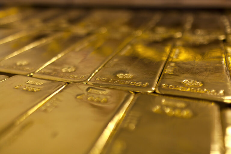 Gold bars at the bank vault of the 