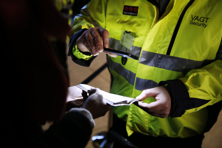 Passengers are having their ID's checked at the train station at Copenhagen International Airport, the last stop before crossing the Oresund Bridge into Sweden, in Kastrup, Denmark, Monday Jan. 4, 2016. Since it opened in 2000, the Oresund bridge between Sweden and Denmark has been a towering symbol of European integration and hassle-free travel across borders that people didn't even notice were there. On Monday new travel restrictions imposed by Sweden to stem a record flow of migrants are transforming the bridge into a striking example of how national boundaries are re-emerging. (Niels Hougaard/Polfoto via AP)