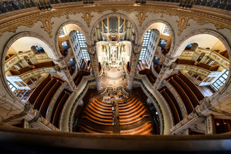 epa07267624 Main view of Frauenkirche church (Church of Our Lady) during annual cleaning, Dresden, Germany, 07 January 2019. Annual cleaning of one of the German famous baroque church will takes one week. The baroque church, built in the years 1726 - 1743, was destroyed at the end of the World War II. The church was completely rebuilt after the reunification of Germany and re-opened in 2005. EPA/FILIP SINGER