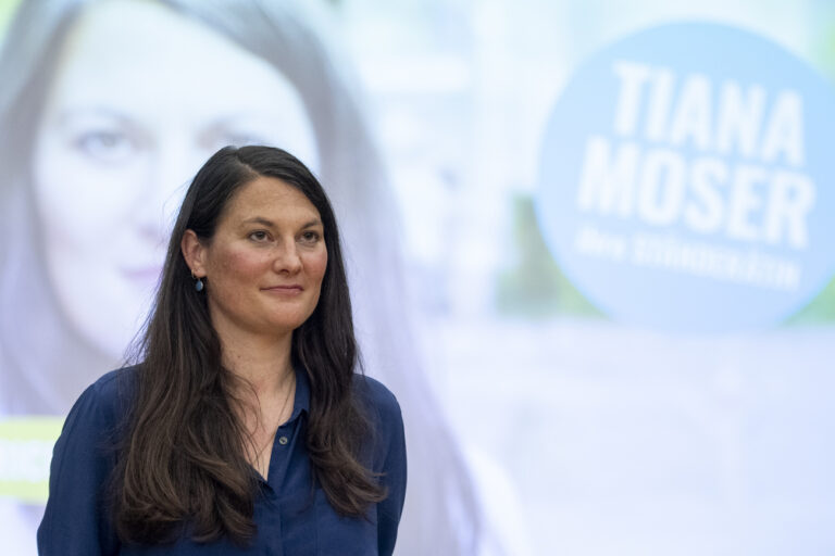 Tiana Angelina Moser spricht an der Mitgliederversammlung der Gruenliberalen Partei Kanton Zuerich ueber ihre Staenderatskandidatur, aufgenommen am Dienstag, 25. Juni 2019 in Zuerich. (KEYSTONE/Ennio Leanza)