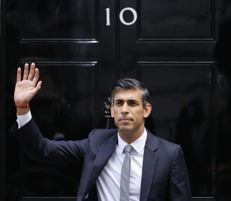New British Prime Minister Rishi Sunak  arrives in Downing Street