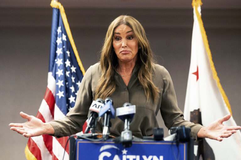 Caitlyn Jenner, Republican candidate for California governor, speaks during a news conference on Friday, July 9, 2021, in Sacramento, Calif. Jenner says she's a serious candidate and asserted she's leading the field of potential Republican replacement candidates. (AP Photo/Noah Berger)