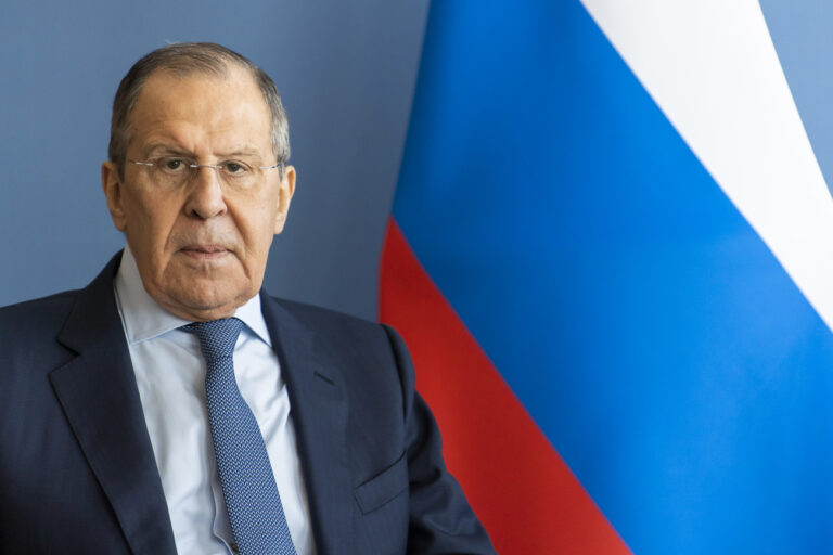 Russian Foreign Minister Sergei Lavrov, reacts during a meeting with Switzerland's President and head of the Federal Department of Foreign Affairs Ignazio Cassis on the sidelines of the US - Russia summit in Geneva, Switzerland, Friday, January 21, 2022. (KEYSTONE/Pool/Jean-Christophe Bott)