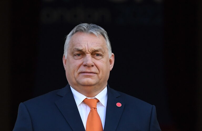 epa09809738 Prime Minister of Hungary Viktor Orban attends the V4 + UK Summit at Lancaster House in London, Britain, 08 March 2022. The leaders of UK and Visegrad Group: Poland, Slovakia, Hungary and Czech Republic are holding talks in London over the Ukraine Russian conflict. EPA/ANDY RAIN