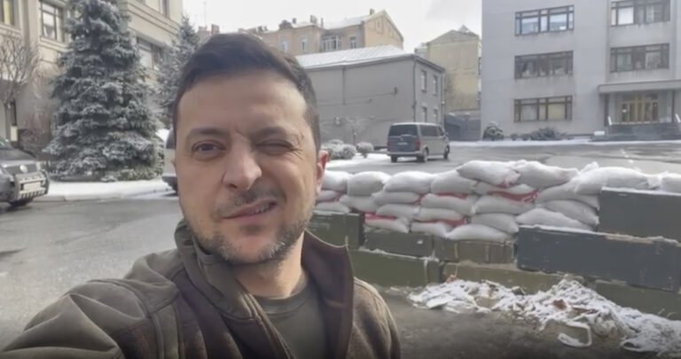 In this March 8, 2022, image from video provided by the Ukrainian Presidential Press Office and posted on Instagram, Ukrainian President Volodymyr Zelenskyy speaks in Kyiv, Ukraine. (Ukrainian Presidential Press Office via AP)