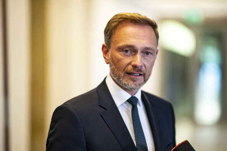 07 June 2022, Berlin: Christian Lindner (FDP), Federal Minister of Finance, gives a statement on the excess profits tax at the Ministry of Finance. Photo: Fabian Sommer/dpa (KEYSTONE/DPA/Fabian Sommer)