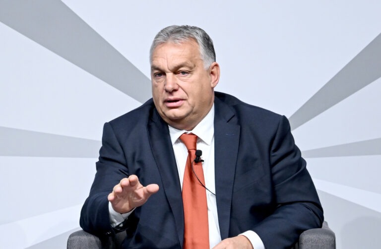 11.10.2022, Berlin: Ungarns Ministerpräsident Viktor Orbán spricht im Verlegergespräch des Magazins Cicero und der Berliner Zeitung zum Thema 