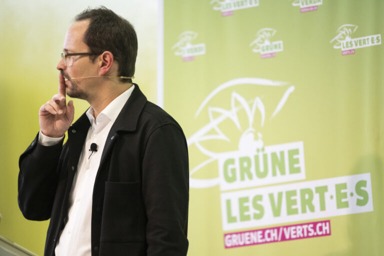 Balthasar Glaettli, Praesident Gruene Schweiz, spricht an der Delegiertenversammlung der Gruenen Schweiz am Samstag, 22. Oktober 2022, in Winterthur. (KEYSTONE/Ennio Leanza)