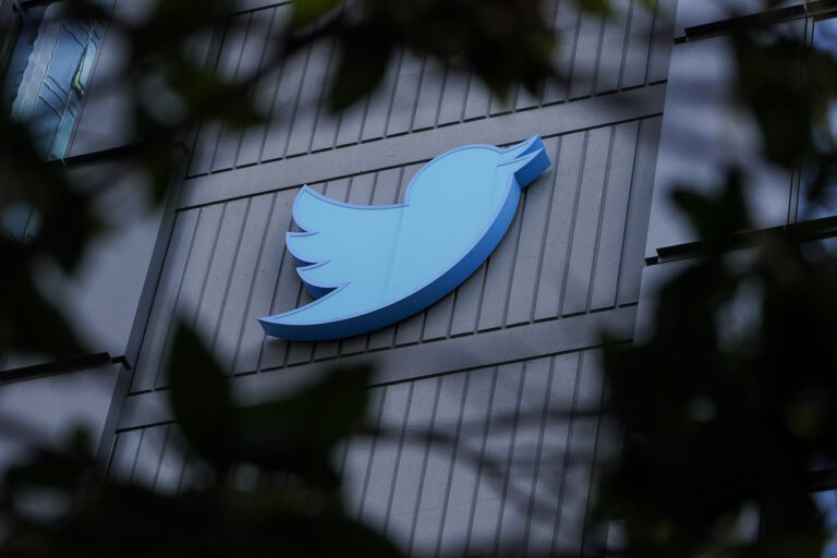 A sign is pictured outside the Twitter headquarters in San Francisco, Wednesday, Oct. 26, 2022. A court has given Elon Musk until Friday to close his April agreement to acquire the company after he earlier tried to back out of the deal. (AP Photo/Godofredo A. Và¡squez)