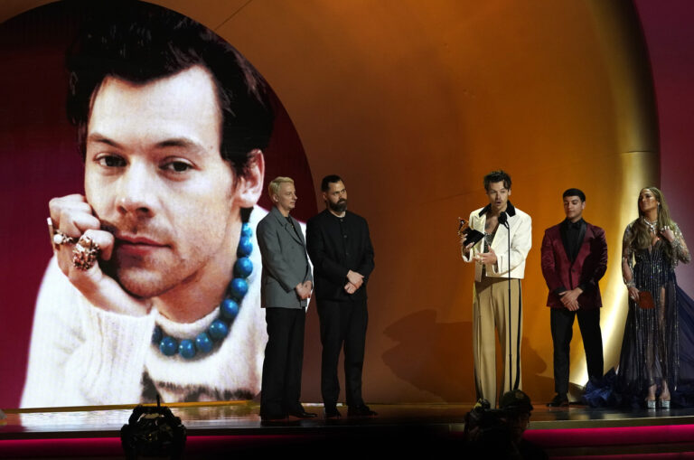 Harry Styles accepts the award for best pop vocal album for 