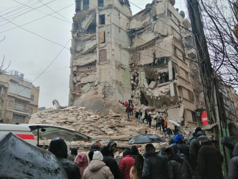 IMAGE DISTRIBUTED FOR CSI CHRISTIAN SOLIDARITY INTERNATIONAL FOR EDITORIAL USE ONLY - In der im Krieg stark zerstoerten syrischen Stadt Aleppo richtete das Erdbeben vom 6. Februar 2023 immense Schaeden an. Die Menschen brauchen dringend Not- und Wiederaufbauhilfe. Deshalb muessen die Sanktionen aufgehoben werden. // Weiterer Text ueber ots und http://presseportal.ch/de/pm/100007062/100902856 (obs/CSI Christian Solidarity International/zvg via KEYSTONE)