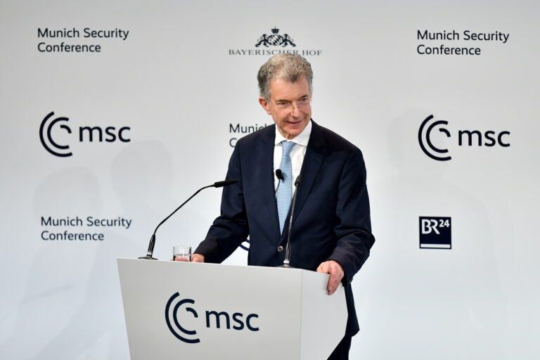 epa10472705 Chairman of the Munich Security Conference (MSC) Christoph Heusgen speaks during the opening of the 59th Munich Security Conference (MSC) in Munich, Germany, 17 February 2023. More than 500 high-level international decision-makers meet at the 59th Munich Security Conference in Munich during their annual meeting from 17 to 19 February 2023 to discuss global security issues. EPA/Anna Szilagyi