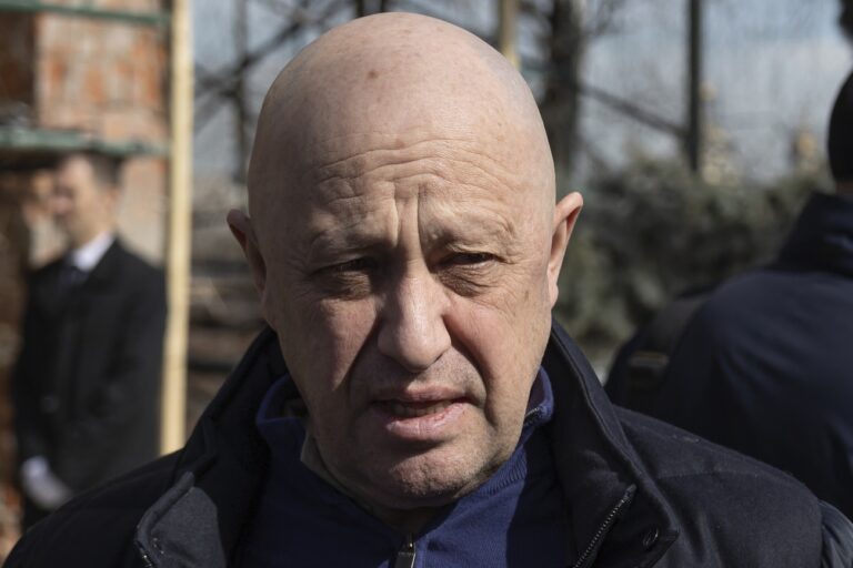 FILE - Yevgeny Prigozhin, the owner of the Wagner Group military company, arrives during a funeral ceremony at the Troyekurovskoye cemetery in Moscow, Russia, on April 8, 2023. On Friday, June 23, Prigozhin made his most direct challenge to the Kremlin yet, calling for an armed rebellion aimed at ousting Russia's defense minister. The security services reacted immediately by calling for his arrest. (AP Photo/File)