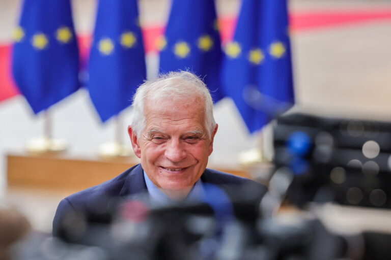epa10717303 European High Representative of the Union for Foreign Affairs, Josep Borrell speaks to the media as he arrives for a European Council in Brussels, Belgium, 29 June 2023. EU leaders are gathering in Brussels for a two-day summit to discuss the latest developments in relation to Russia's invasion of Ukraine and continued EU support for Ukraine as well as the block's economy, security, migration and external relations, among other topics. EPA/OLIVIER MATTHYS