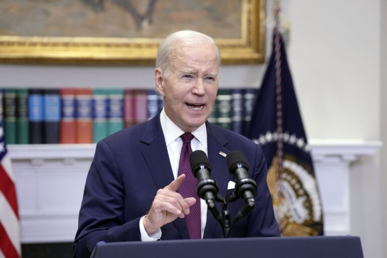 epa10717853 US President Joe Biden delivers remarks on the US Supreme Court decision in the case of 'Students For Fair Admissions, Inc. v. President And Fellows Of Harvard College' that was announced today in the Roosevelt Room of the White House in Washington, DC, USA, 29 June 2023. The decision ruled that affirmative action admission policies 'cannot be reconciled with the guarantees of the Equal Protection Clause' and therefore violate the Constitution. EPA/CHRIS KLEPONIS / POOL