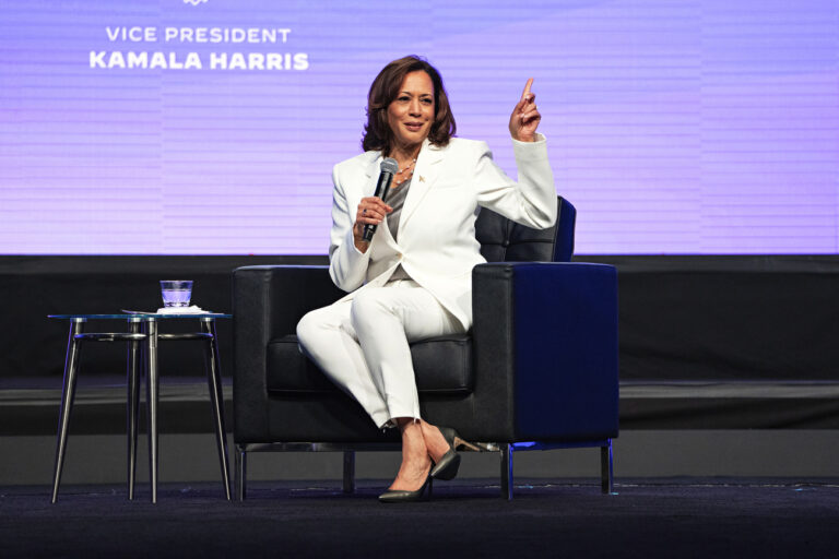 Vice President Kamala Harris appears at the Essence Festival of Culture, Friday, June 30, 2023, at the Ernest N. Morial Convention Center in New Orleans. (Photo by Amy Harris/Invision/AP)