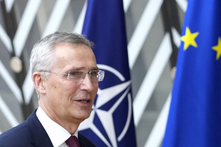 FILE - NATO Secretary General Jens Stoltenberg arrives for an EU summit at the European Council building in Brussels, Thursday, June 29, 2023. NATO Secretary-General Jens Stoltenberg will stay in office for another year, the 31-nation military alliance decided on Tuesday. Stoltenberg said in a tweet that he is 