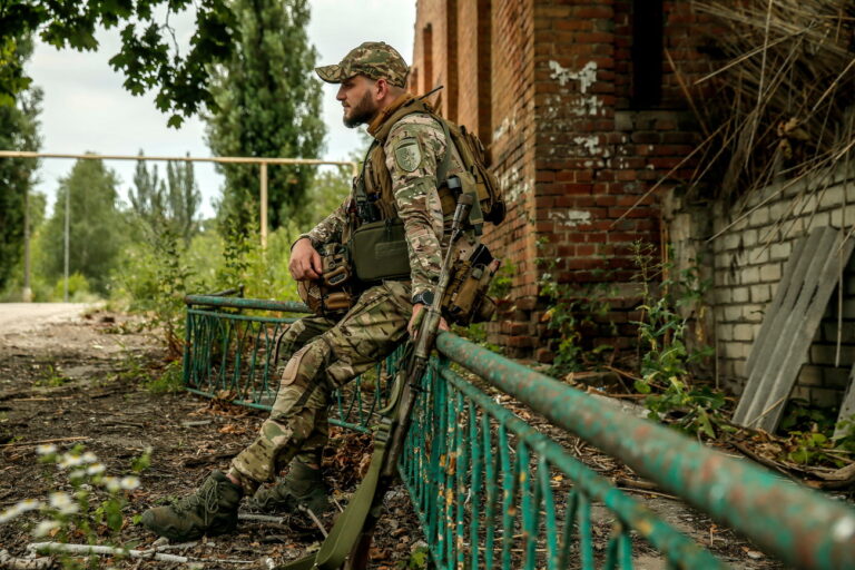 epa10758510 A Ukrainian serviceman of the 24 separate mechanized brigade named after King Danylo, takes a rest in the Donetsk region, Ukraine, 20 July 2023. The war in Ukraine, which started when Russia entered the country in February 2022, marked in July its 500th day. According to the UN, since the conflict started, more than 9000 civilians have been killed and more than 6 million others are now refugees worldwide. EPA/OLEG PETRASYUK
