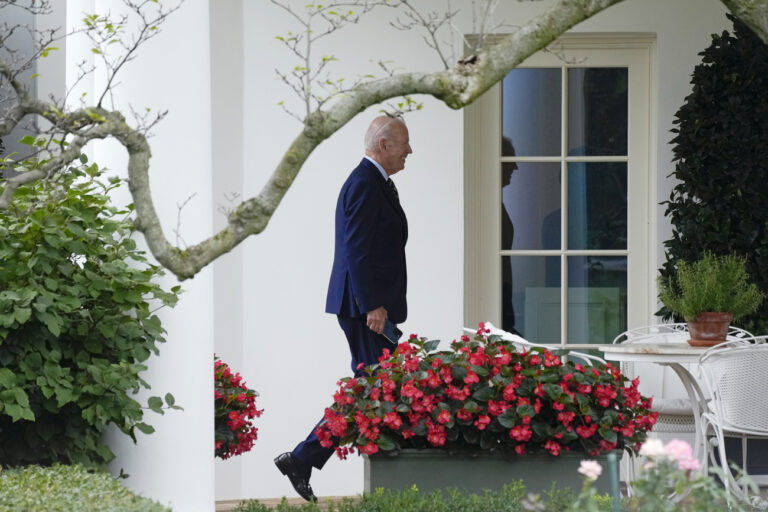 President Joe Biden walks towards the Oval Office after arriving on Marine One on the South Lawn of the White House in Washington, Monday, Aug. 7, 2023, after spending the weekend in Wilmington, Del. (AP Photo/Jacquelyn Martin)