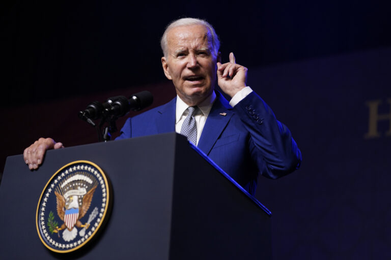 U.S. President Joe Biden gestures as he addresses a press conference, in Hanoi, Vietnam, Sunday, Sept. 10, 2023. (AP Photo/Evan Vucci)