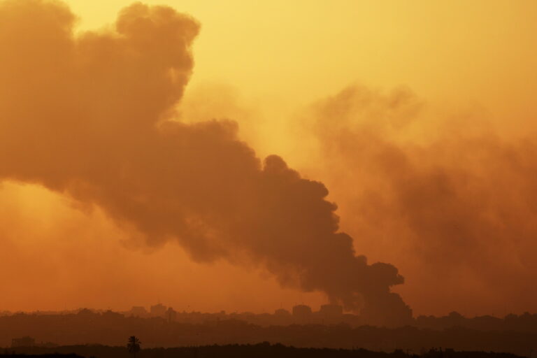 epa10962542 Smoke rises from the town of Beit Hanoun in the northern part of the Gaza Strip as a result of an Israeli airstrike, as seen from Sderot, Israel, 07 November 2023. The Israel Defense Forces (IDF) announced on 07 November they took control over a Hamas military stronghold in the northern Gaza Strip, as Israel continues its 'ground operation' in the Palestinian enclave. More than 10,000 Palestinians and at least 1,400 Israelis have been killed, according to the Israel Defense Forces (IDF) and the Palestinian health authority, since Hamas militants launched an attack against Israel from the Gaza Strip on 07 October, and the Israeli operations in Gaza and the West Bank which followed it. EPA/ATEF SAFADI
