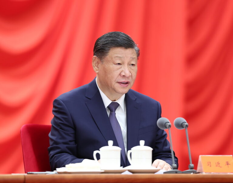 epa11064697 Chinese President Xi Jinping, General Secretary of the Communist Party of China (CPC) Central Committee and chairman of the Central Military Commission, addresses the third plenary session of the 20th CPC Central Commission for Discipline Inspection (CCDI) in Beijing, China, 08 January 2024. EPA/XINHUA / JU PENG CHINA OUT / UK AND IRELAND OUT / MANDATORY CREDIT EDITORIAL USE ONLY EDITORIAL USE ONLY