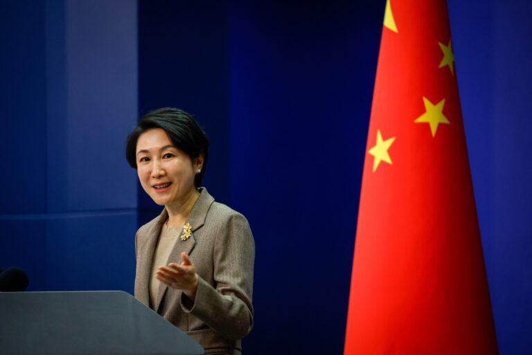 epa11078806 China's Foreign Ministry spokesperson Mao Ning reacts to a question during a press conference at the Ministry of Foreign Affairs in Beijing, China, 15 January 2024. China welcomes the decision of the government of the Republic of Nauru to break diplomatic ties with Taiwan as China firmly opposes the US having any form of official interaction with Taiwan following the recently concluded elections. EPA/MARK R. CRISTINO