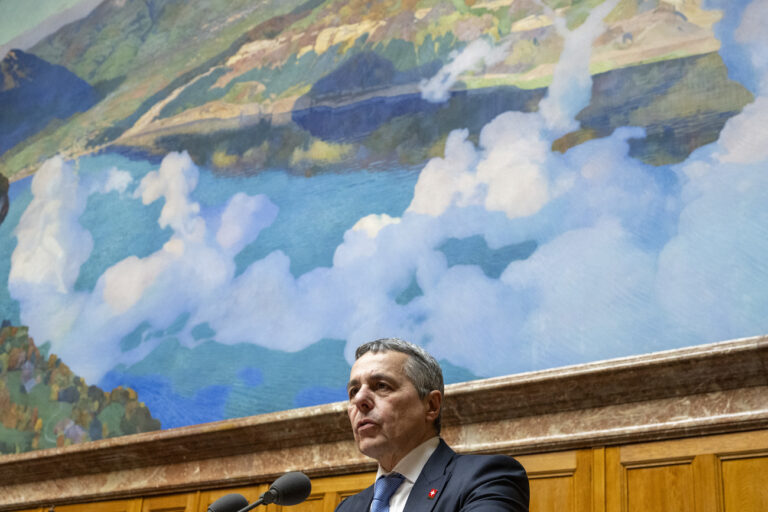 Bundesrat Ignazio Cassis spricht im Nationalrat an der Fruehjahrssession der Eidgenoessischen Raete, am Montag, 11. Maerz 2024, in Bern. (KEYSTONE/Peter Schneider)