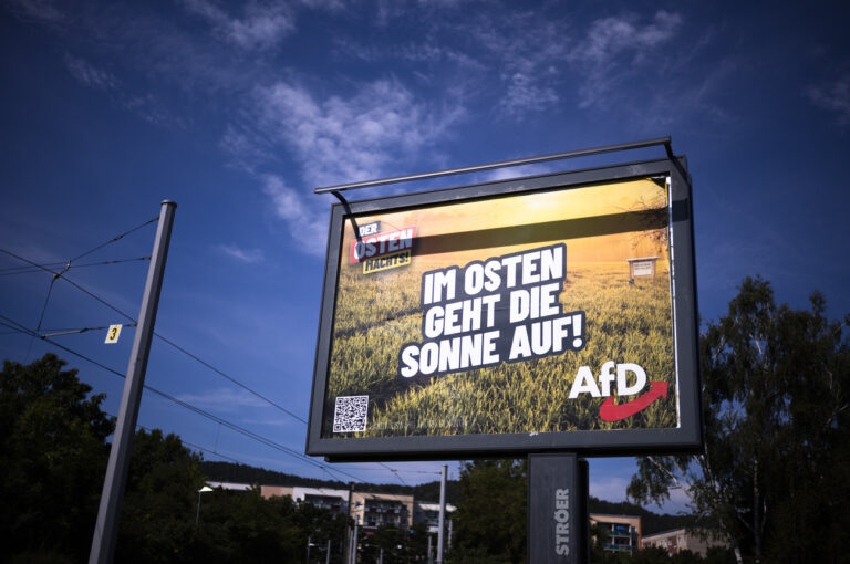 An electoral poster for the far-right Alternative for Germany, or AfD, using the slogan 