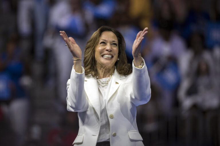 Democratic presidential nominee Vice President Kamala Harris speaks at a campaign rally Thursday, Aug. 29, 2024, in Savannah, Ga. (AP Photo/Stephen B. Morton)