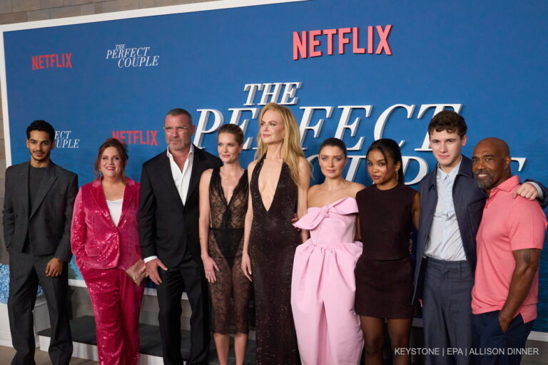 epa11585912 The cast of The Perfect Couple attend the premiere at the Egyptian Theatre Hollywood in Los Angeles, California, USA, 04 September 2024. EPA/ALLISON DINNER