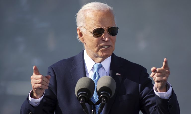 President Joe Biden speaks during an event about his Investing in America agenda, Tuesday, Oct. 29, 2024, at the Dundalk Marine Terminal in Baltimore. (AP Photo/Daniel Kucin Jr.)