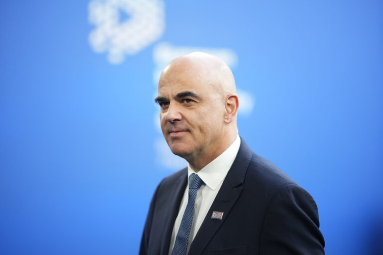 Secretary General of the Council of Europe Alain Berset arrives for the European Political Community (EPC) Summit at the Puskas Arena in Budapest, Hungary, Thursday, Nov. 7, 2024. (AP Photo/Petr Josek)