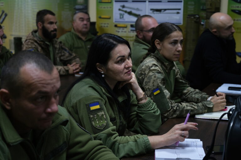 epa11715738 Ukrainian soldiers attend a training to become sappers - also known as combat engineers - at the Ukrainian Ministry of Defence training center in the Chernihiv region, Ukraine, 01 November 2024 (issued 12 November 2024). The Ukrainian State Demining Service claims to have destroyed more than 200,000 explosive objects since the beginning of the Russian invasion of Ukraine in February 2022. Soldiers deployed on the frontline, as well as civilians working in rural areas near the front, are constantly exposed to landmines. According to the United Nations Development Programme (UNDP), Ukraine is currently the most mined country in the world, with estimates suggesting that up to 23 percent of its territory may be contaminated by landmines and unexploded ordnance. EPA/MARIA SENOVILLA