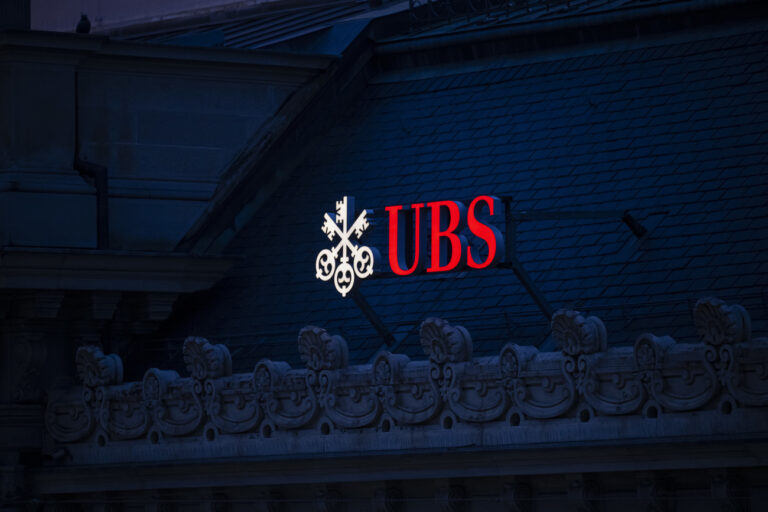 The logo of the Swiss bank UBS on the former main building of Credit Suisse on Paradeplatz in Zurich, Switzerland, 17 January 2025. The headquarters of Credit Suisse was located at Paradeplatz until it was taken over by UBS. (KEYSTONE/Ennio Leanza)