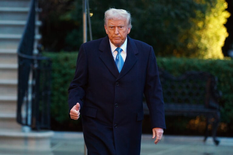 epa11867094 US President Donald Trump departs from the South Lawn of the White House in Washington, DC, USA, 31 January 2025. President Trump is due to spend the weekend in Florida. EPA/WILL OLIVER