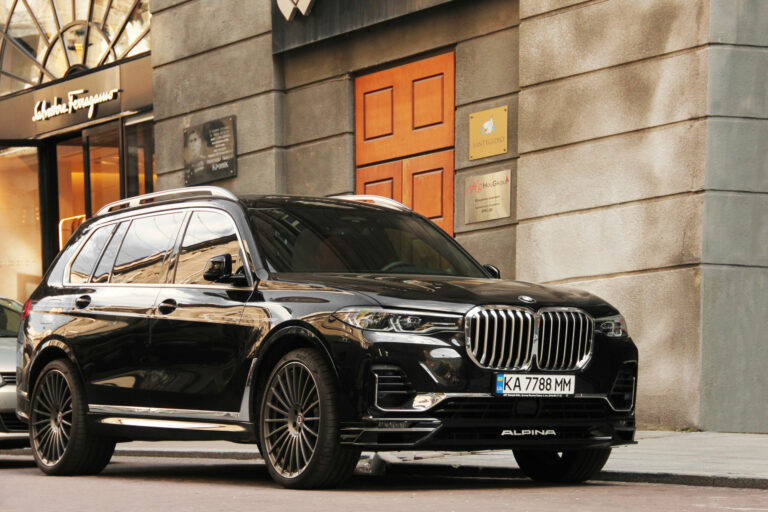 Kiev, Ukraine - May 22, 2021: Luxury SUV BMW Alpina XB7 parked in the city