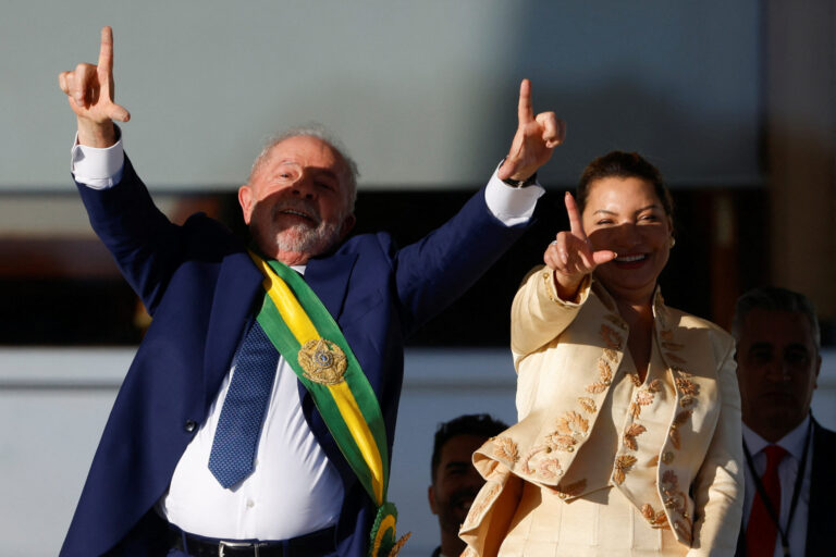 Brazil's President Luiz Inacio Lula da Silva and his wife Rosangela 