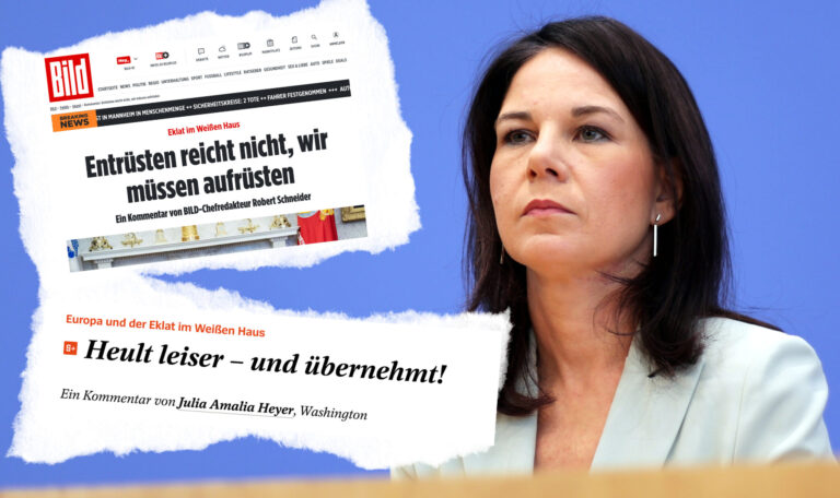 Droht ein Dritter Weltkrieg? Einigen Medien und Politikern in Europa kann es offenbar gar nicht schnell genug damit gehen. Die «Bild» fordert eine «Aufrüstung», Annalena Baerbock droht den USA mit «Konsequenzen»